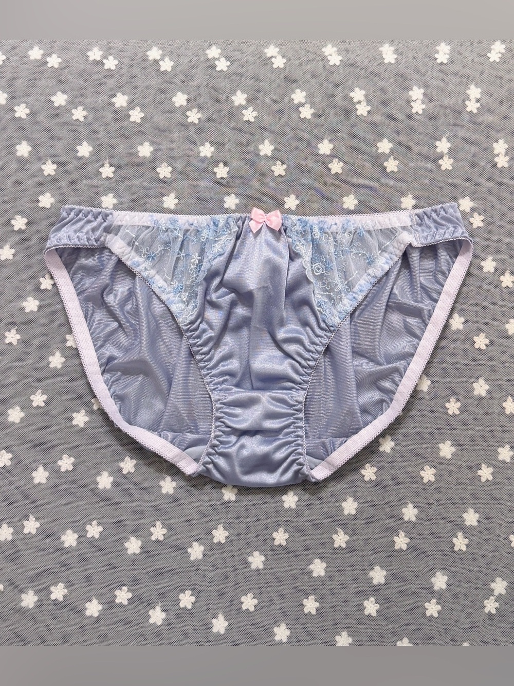 US-XL/JP-4L Japanese Embroidery Shiny Glossy Silky Smooth Tricot Nylon Panties